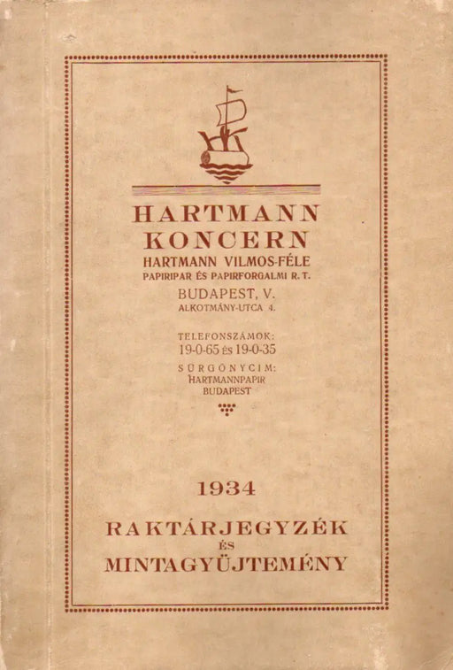 Hartmann Koncern raktárjegyzék és mintagyűjtemény 1934 - Oskola Antikvárium