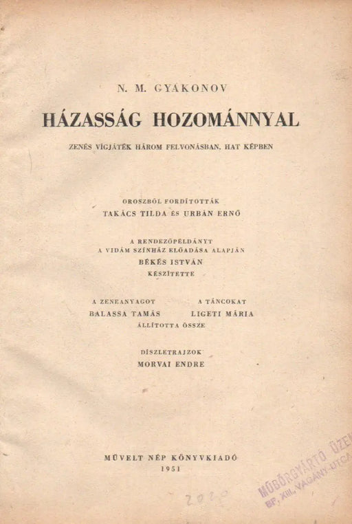 Házasság hozománnyal - Oskola Antikvárium