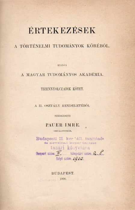 Herodotos Daciára vonatkozó földrajzi adalékainak kritikai méltatása - Erdély fejedelmi interregnuma 1551 - 56 - A sárospataki ev. ref. főiskola 1621 - iki törvényei - A karloviczi béke története 1699 - Oskola Antikvárium