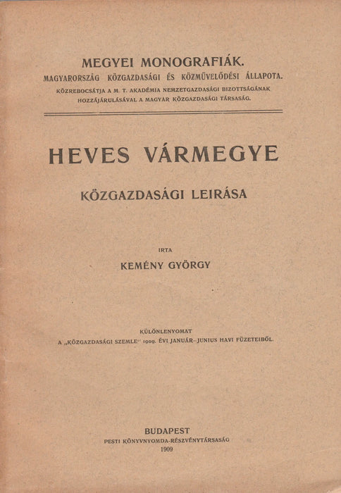 Heves vármegye közgazdasági leírása - Oskola Antikvárium