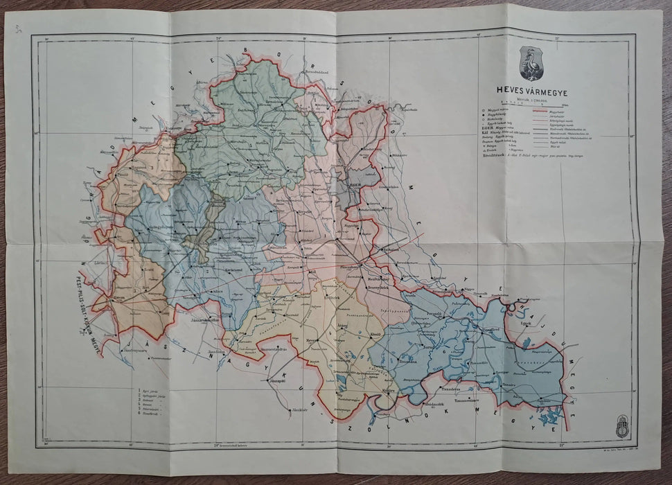 Heves vármegye térképe - Oskola Antikvárium