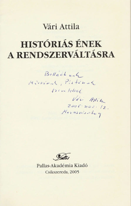Históriás ének a rendszerváltásra - Oskola Antikvárium