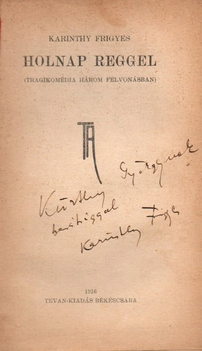 Holnap reggel - Oskola Antikvárium