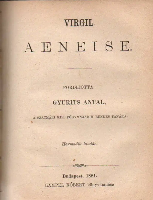 Homér Iliása - Virgil Aeneise - Oskola Antikvárium
