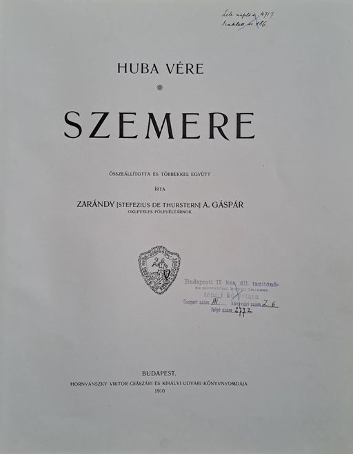 Huba vére - Szemere - Oskola Antikvárium