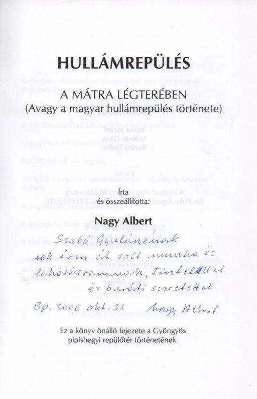 Hullámrepülés a Mátra légterében - Oskola Antikvárium