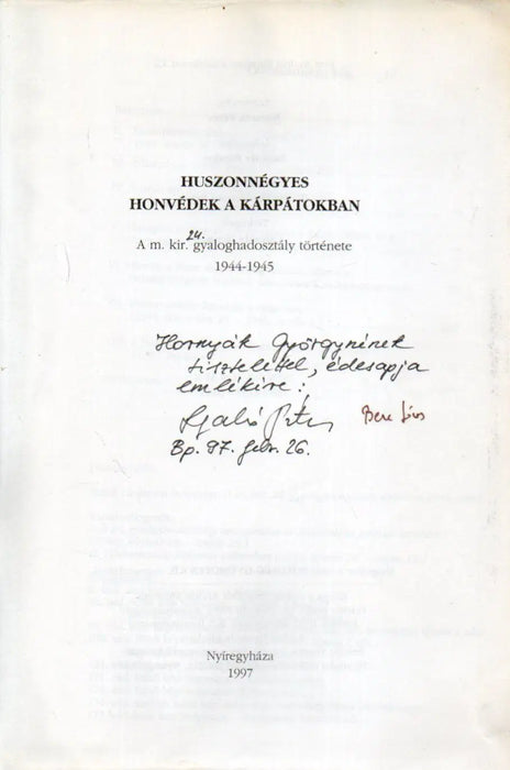 Huszonnégyes honvédek a Kárpátokban - Oskola Antikvárium