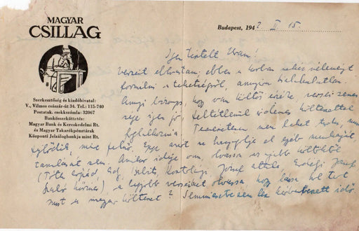 Illyés Gyula eredeti kézzel írt levele - 1942. II. 15. - Oskola Antikvárium