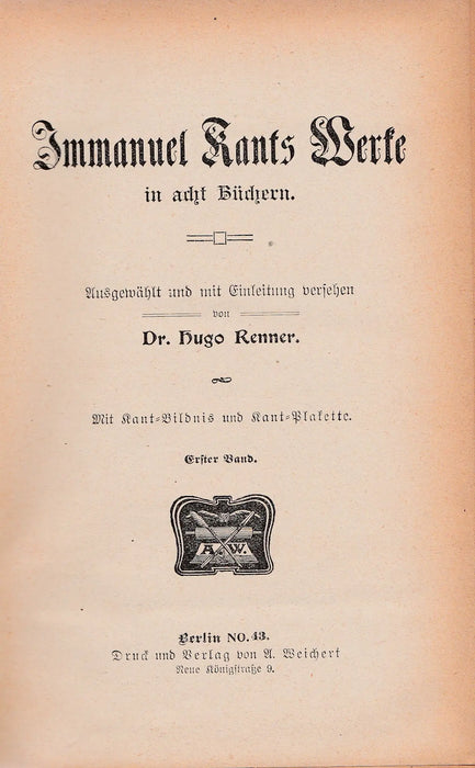 Immanuel Kants Werke - Oskola Antikvárium