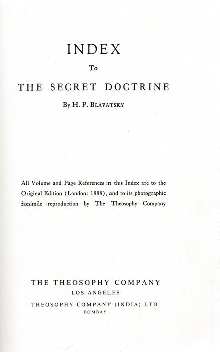 Index to the Secret Doctrine - Oskola Antikvárium