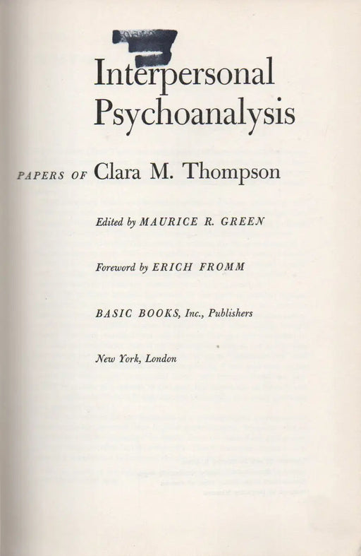 Interpersonal Psychoanalysis - Oskola Antikvárium