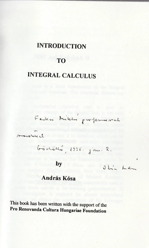 Introduction to Integral Calculus - Oskola Antikvárium