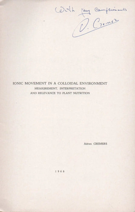 Ionic Movement in a Colloidal Environment - Oskola Antikvárium