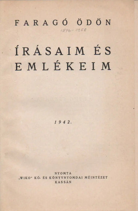 Írásaim és emlékeim - Oskola Antikvárium