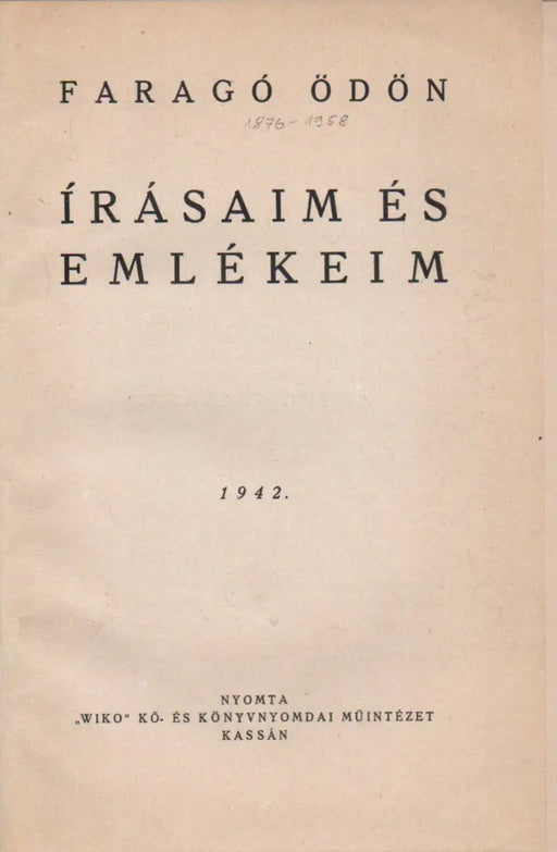 Írásaim és emlékeim - Oskola Antikvárium
