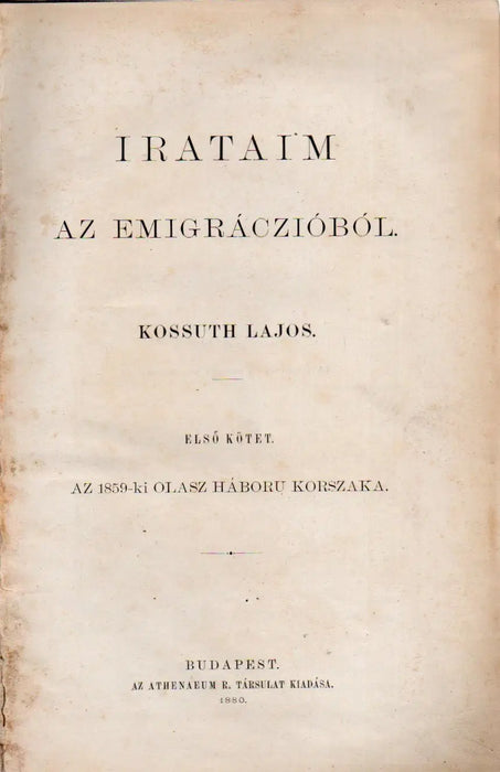 Irataim az emigráczióból I. - Oskola Antikvárium