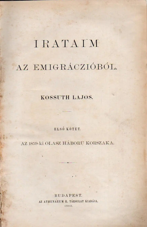 Irataim az emigráczióból I. - Oskola Antikvárium