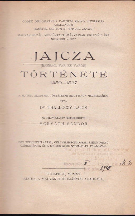 Jajcza (bánság, vár és város) története 1450 - 1527 - Oskola Antikvárium