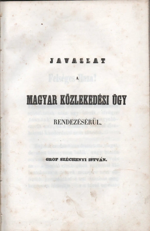 Javaslat a magyar közlekedési ügy rendezésérül. - Oskola Antikvárium