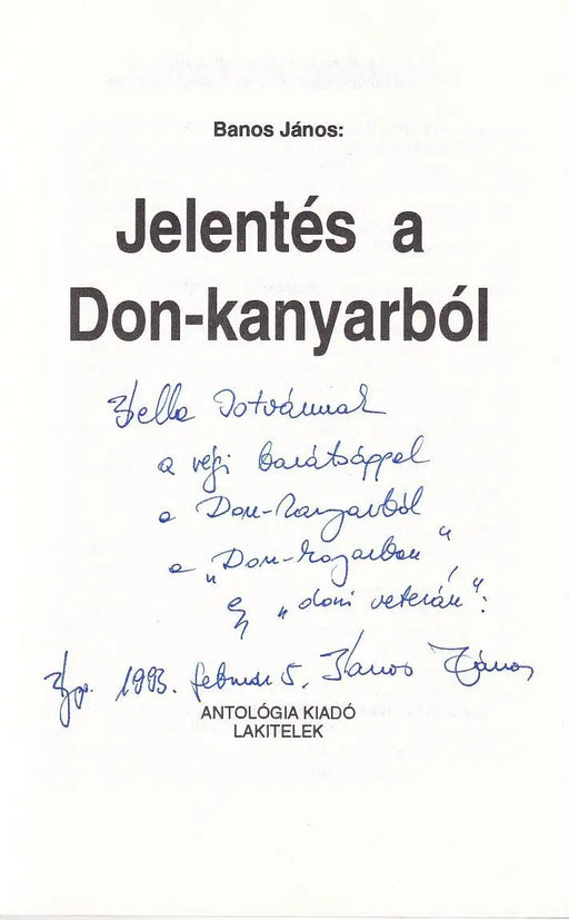 Jelentés a Don - kanyarból - Oskola Antikvárium