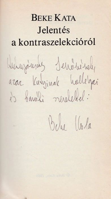 Jelentés a kontraszelekcióról - Oskola Antikvárium