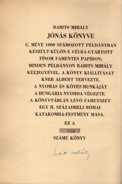 Jónás könyve - Oskola Antikvárium
