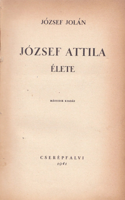 József Attila élete - Oskola Antikvárium