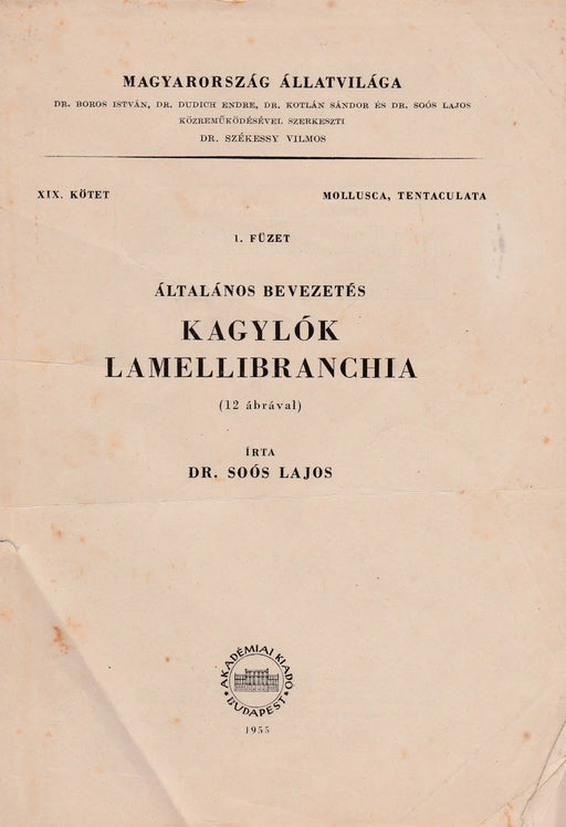 Kagylók - Lamellibranchia - Oskola Antikvárium