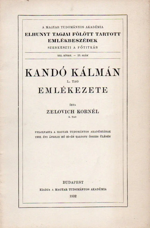 Kandó Kálmán emlékezete - Oskola Antikvárium