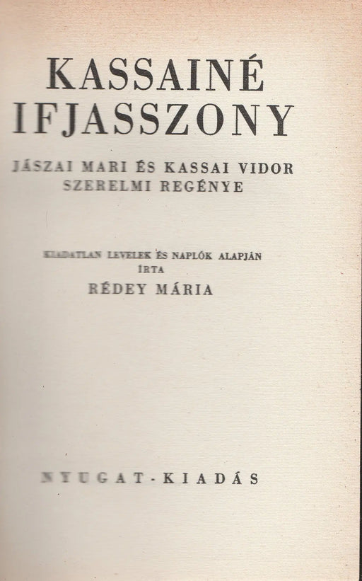 Kassainé ifjasszony - Oskola Antikvárium