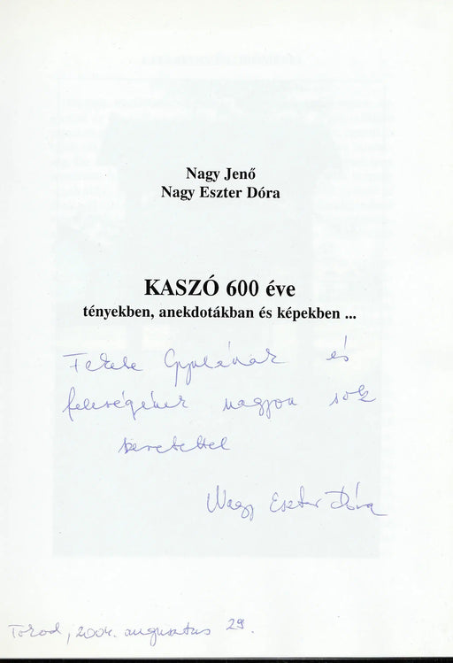 Kaszó 600 éve - Oskola Antikvárium