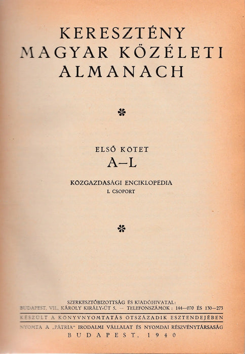 Keresztény magyar közéleti almanach I - II. - Oskola Antikvárium