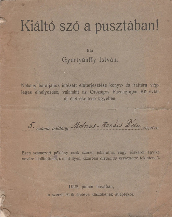 Kiáltó szó a pusztában! - Oskola Antikvárium