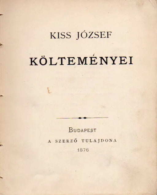 Kiss József költeményei - Oskola Antikvárium