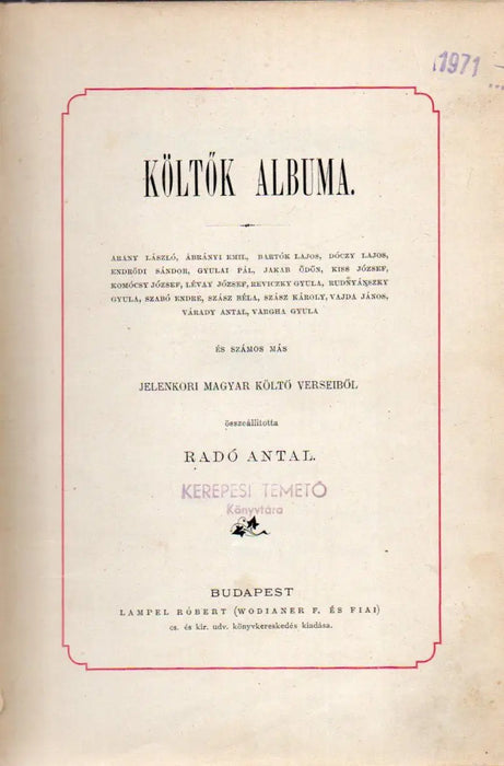 Költők albuma - Oskola Antikvárium