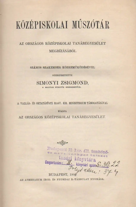 Középiskolai műszótár - Oskola Antikvárium