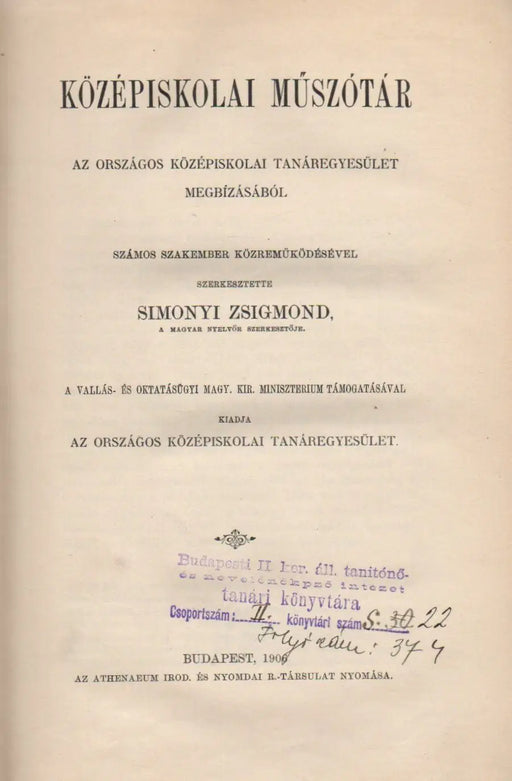 Középiskolai műszótár - Oskola Antikvárium