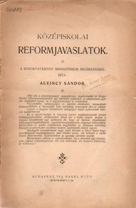 Középiskolai reformjavaslatok - Oskola Antikvárium