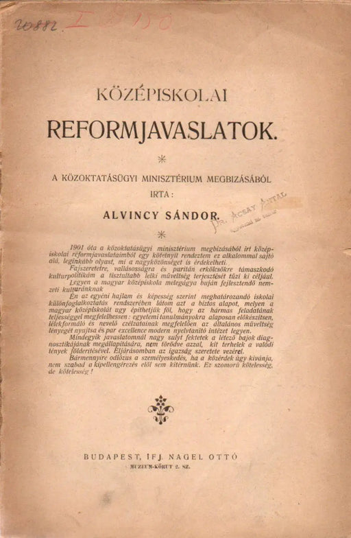 Középiskolai reformjavaslatok - Oskola Antikvárium