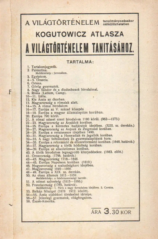 Kogutowicz atlasza a világtörténelem tanításához - Oskola Antikvárium
