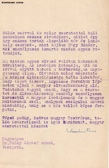 Komáromi János huszonötéves írói jubileuma - Oskola Antikvárium