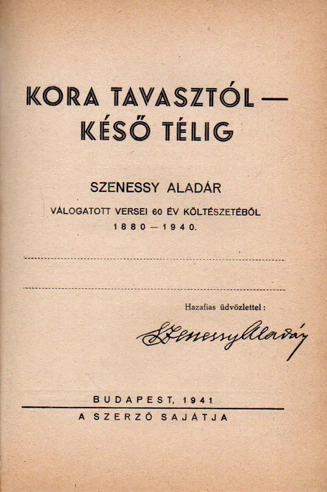 Kora tavasztól - késő télig - Oskola Antikvárium
