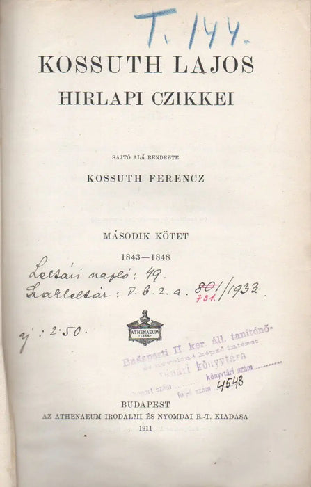Kossuth Lajos iratai XII - XIII. - Oskola Antikvárium