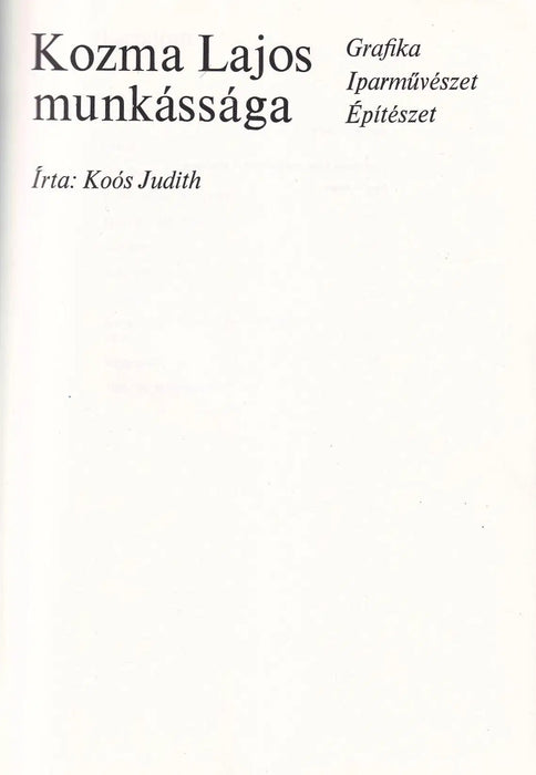 Kozma Lajos munkássága - Oskola Antikvárium