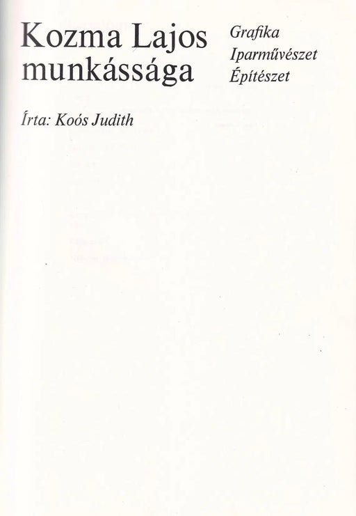 Kozma Lajos munkássága - Oskola Antikvárium