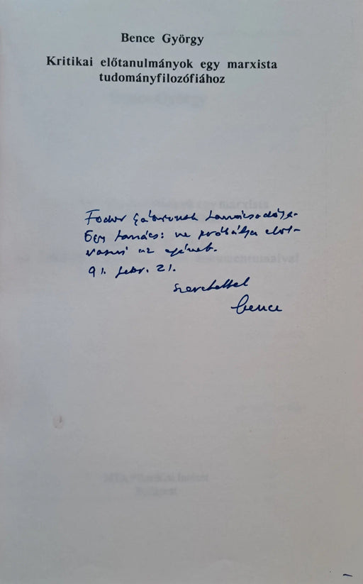 Kritikai előtanulmányok egy marxista tudományfilozófiához - Oskola Antikvárium