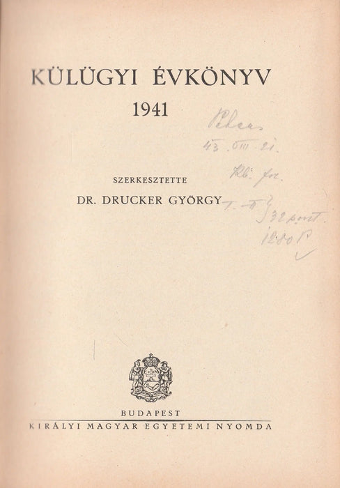 Külügyi évkönyv 1941 - Oskola Antikvárium