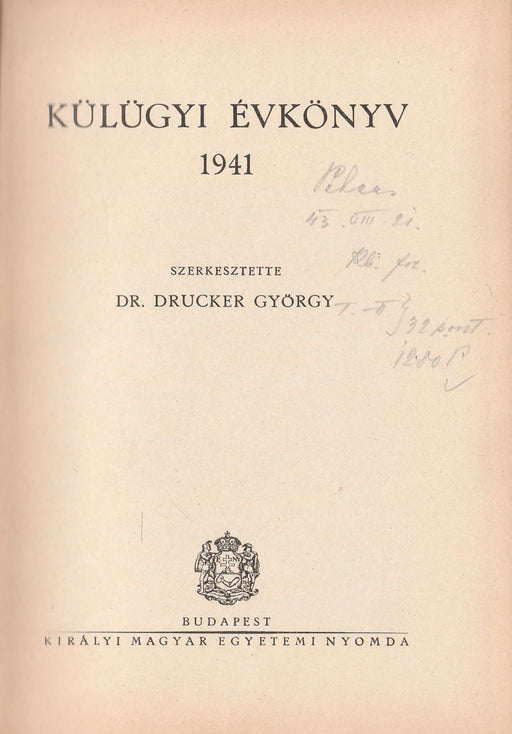 Külügyi évkönyv 1941 - Oskola Antikvárium