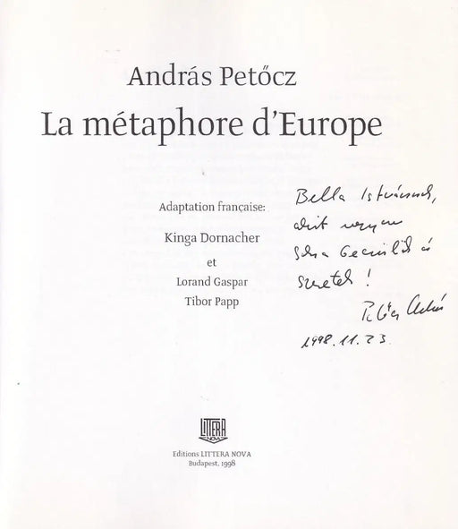 La métaphore d'Europe - Oskola Antikvárium