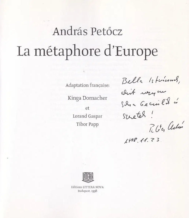 La métaphore d'Europe - Oskola Antikvárium